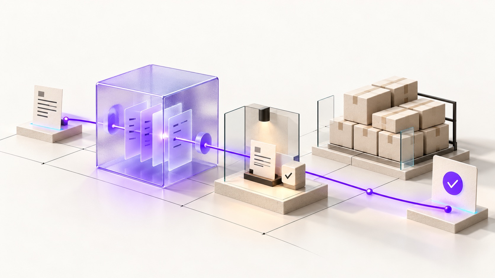 Illustration of an order request, AI interpretation, validation and order processing