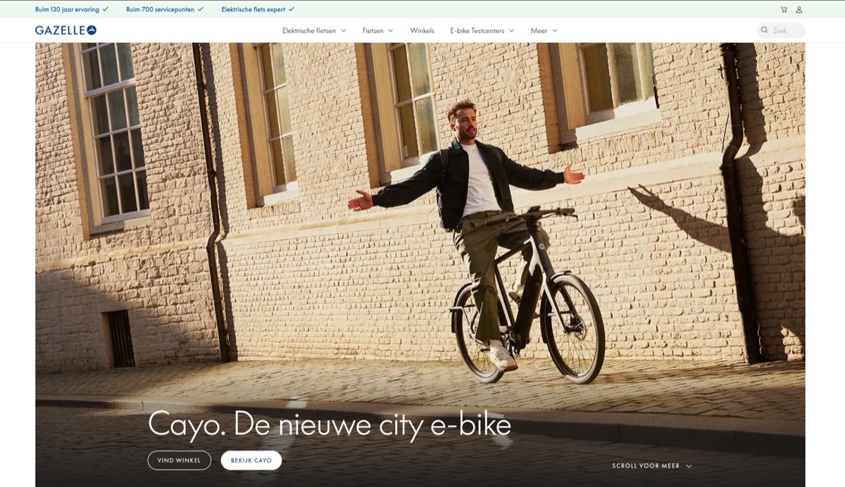 Website view of gazelle