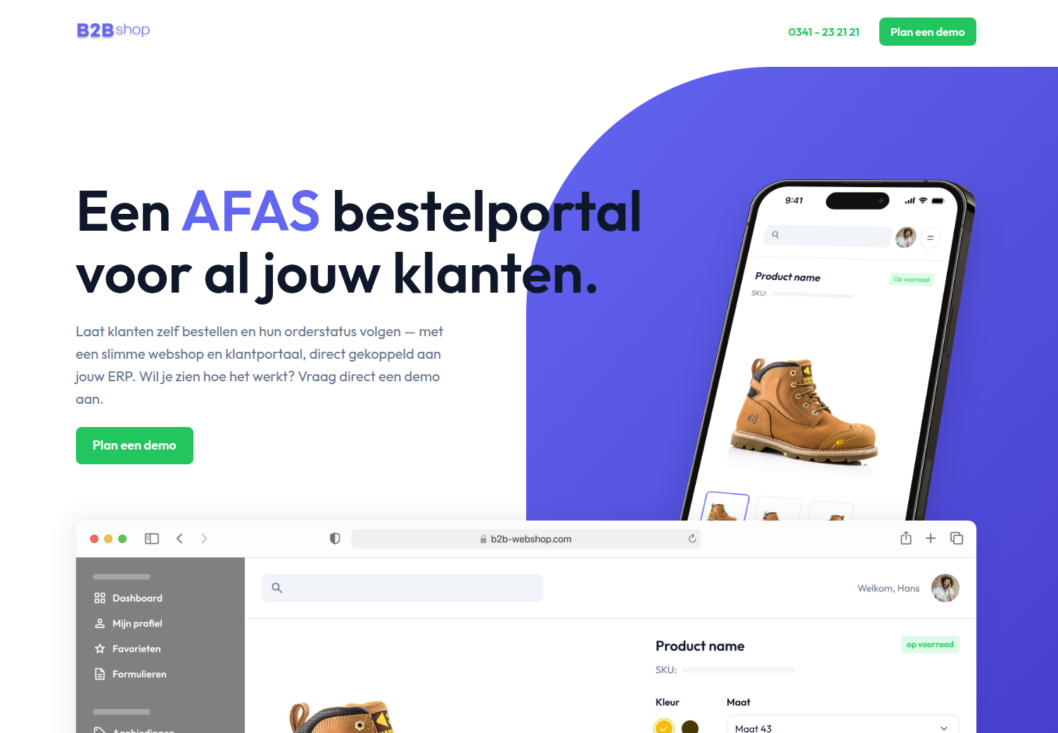 B2Bshop – B2B-webshop met AFAS-koppeling