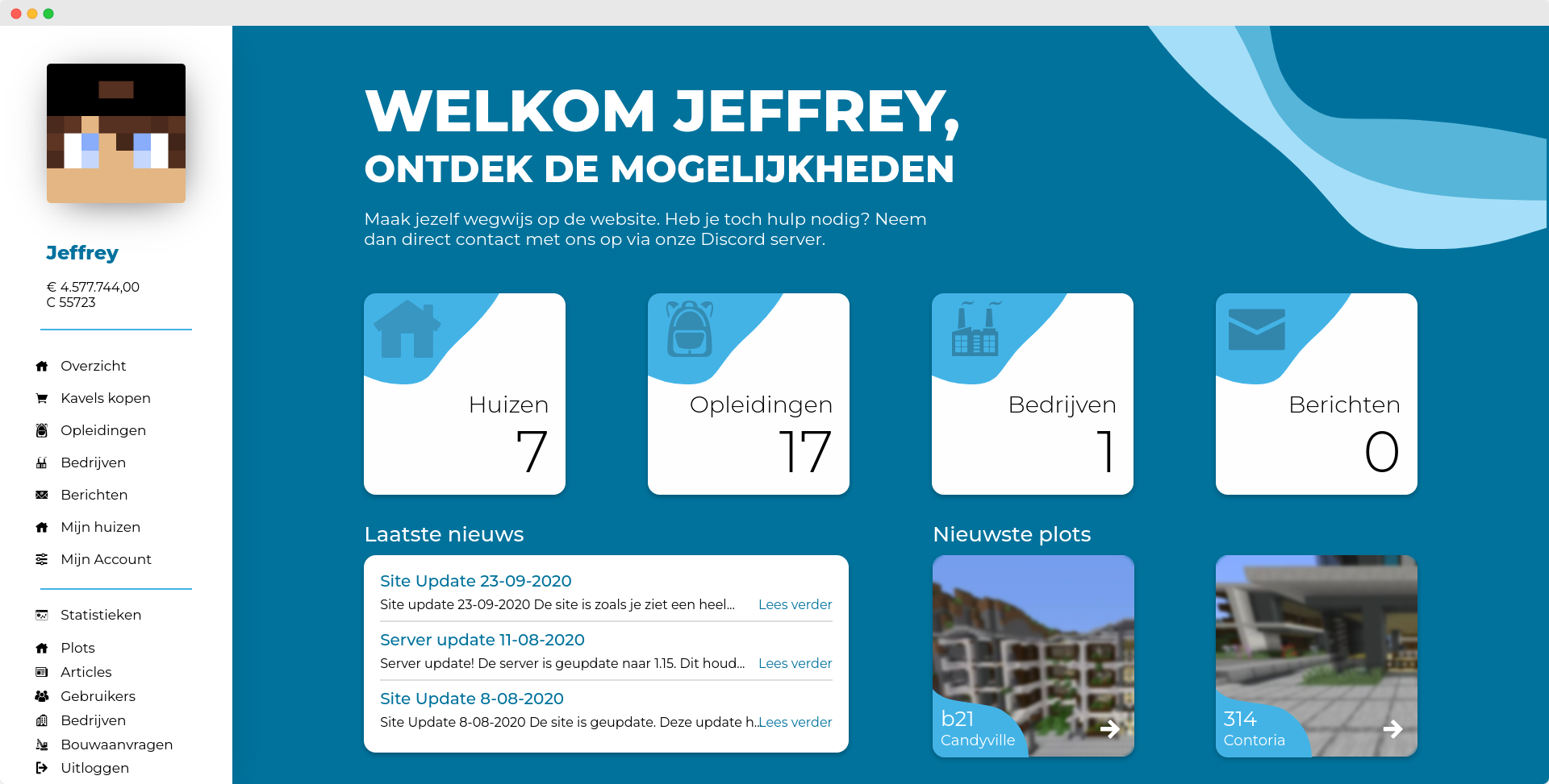 CamoNetwork – functies van het webpaneel